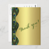 Carte Postale Élégant Mariage de Peacock Or (Devant / Derrière)
