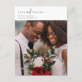 Carte Postale Élégant Mariage de script chic Merci photo (Devant)