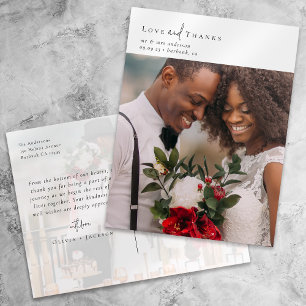 Carte Postale Élégant Mariage de script chic Merci photo