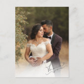 Carte Postale Élégant Mariage de script Merci photo (Devant)