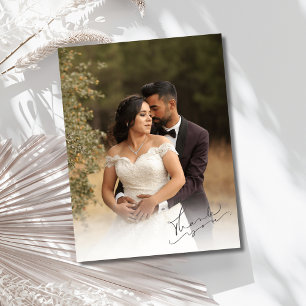 Carte Postale Élégant Mariage de script Merci photo