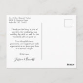 Carte Postale Élégant Mariage de script moderne Merci photo (Dos)