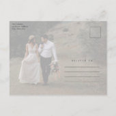 Carte Postale Élégant Mariage de script or Merci (Dos)