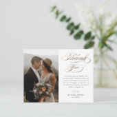 Carte Postale Élégant Mariage de script or Merci (Debout devant)