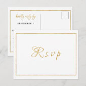 Carte Postale Elégant mariage de script or RSVP (Devant / Derrière)