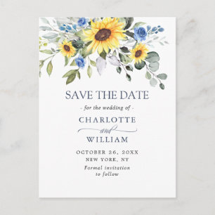 Carte Postale Elégant mariage de tournesol Eucalyptus Enregistre