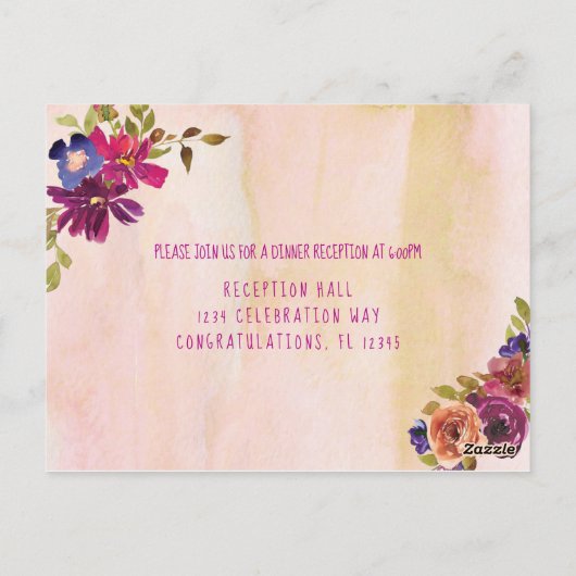 Carte Postale Elégant Mariage d'or fleuri en marbre (Dos)