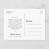 Carte Postale Elégant mariage élégant merci (Dos)