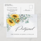 Carte Postale Elégant Mariage Eucalyptus tournesol reporté (Devant / Derrière)