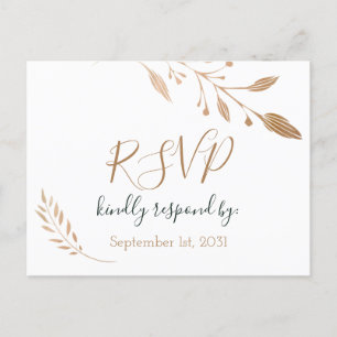 Carte Postale Élégant Mariage floral botanique Gold Foil
