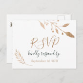 Carte Postale Élégant Mariage floral botanique Gold Foil (Devant / Derrière)