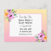 Carte Postale Élégant Mariage floral Petunias Enregistrer la dat (Devant)