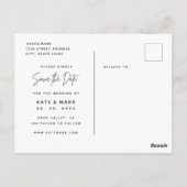 Carte Postale Élégant mariage photo blanche Enregistrer la date (Dos)