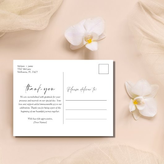 Carte Postale Élégant Mariage photo budget script Merci