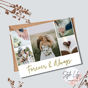 Carte Postale Élégant mariage photo Collage Merci Budget