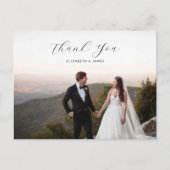 Carte Postale Élégant Mariage photo de script élégant Merci (Devant)
