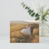 Carte Postale Élégant Mariage photo de script Merci (Debout devant)