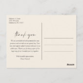 Carte Postale Élégant Mariage photo de script Merci (Dos)