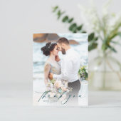 Carte Postale Élégant Mariage photo de script Merci (Debout devant)