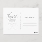 Carte Postale Élégant Mariage photo de script Merci (Dos)