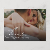 Carte Postale Élégant Mariage photo de script Merci (Devant)