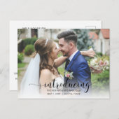 Carte Postale Élégant Mariage photo de script simple (Devant / Derrière)