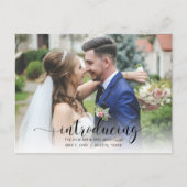 Carte Postale Élégant Mariage photo de script simple (Devant)