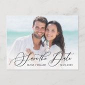 Carte Postale Élégant mariage PHOTO Enregistrer la date (Devant)