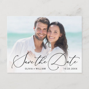 Carte Postale Élégant mariage PHOTO Enregistrer la date