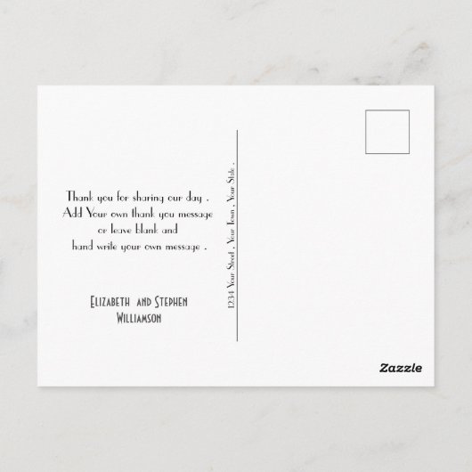 Carte Postale Elégant Mariage photo Gatsby Déco 1920 Thankyou (Dos)