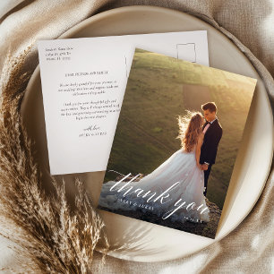 Carte Postale Élégant Mariage photo Merci