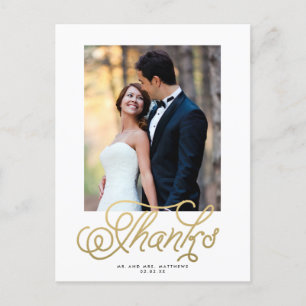 Carte Postale Elegant Mariage photo Merci Postcard