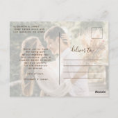 Carte Postale Elégant Mariage photo or Merci (Dos)