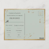 Carte Postale Élégant Mariage rose rose floral or vert (Dos)