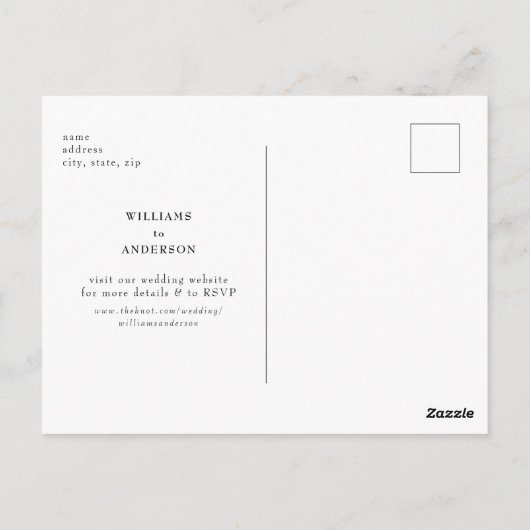 Carte Postale Élégant mariage simple Enregistrer le Faire-part d (Dos)