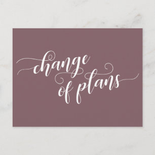Carte Postale Élégant Mauve Changement de plan Reporté Mariage
