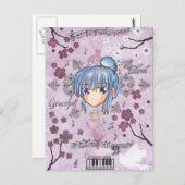 Carte Postale Elégant/Melancholy Ume-Chibi avec arrière - plan d (Devant / Derrière)