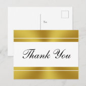Carte Postale Elégant Merci blanc et or Faux (Devant / Derrière)