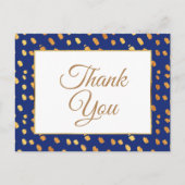 Carte Postale Élégant Merci bleu or (Devant)