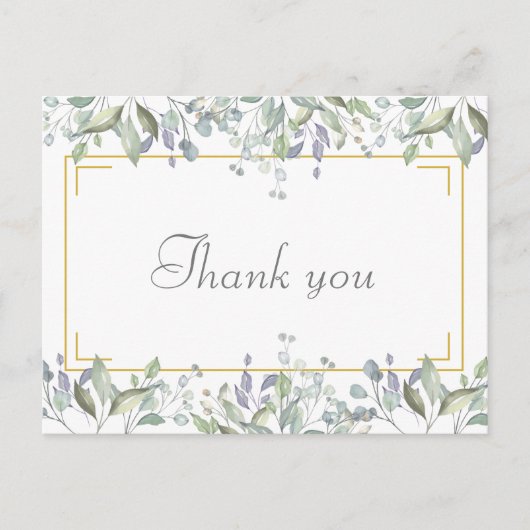 Carte Postale Élégant Merci d'affaires à script floral (Devant)