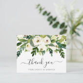 Carte Postale Élégant Merci d'affaires floral et vert (Debout devant)