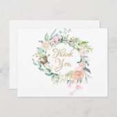 Carte Postale Elégant Merci d'affaires Rose Garland (Devant / Derrière)