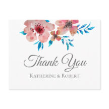 Elégant Merci d'aquarelle rose Fleurs