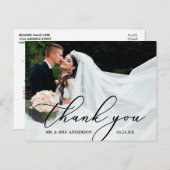 Carte Postale Élégant Merci de calligraphie moderne Mariage (Devant / Derrière)