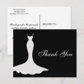 Carte Postale Élégant Merci de Fête des mariées Gown (Devant / Derrière)