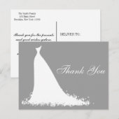 Carte Postale Élégant Merci de Fête des mariées Gown (Devant / Derrière)