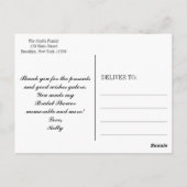 Carte Postale Élégant Merci de Fête des mariées Gown (Dos)