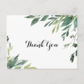 Carte Postale Élégant Merci de feuillage vert tropical (Devant)