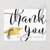 Carte Postale Elégant Merci de Graduation Faux Métallic Gold (Devant)