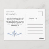 Carte Postale Elégant Merci de Jardin Bleu Français (Dos)